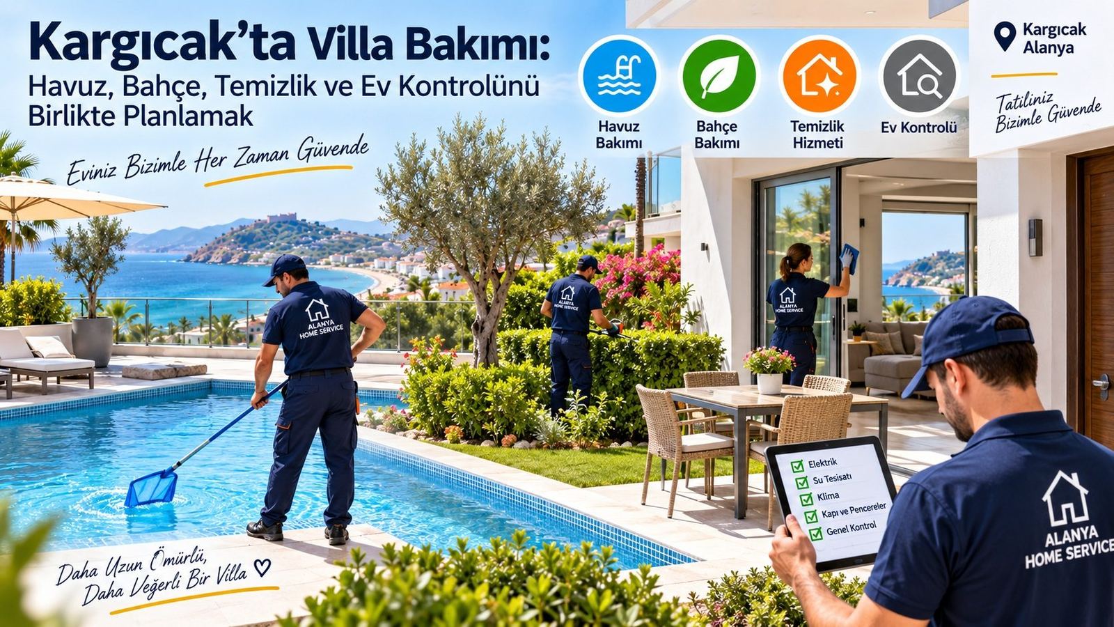 Villa Care in Kargicak: Planning Pool, Garden, Cleaning and Home Checks Together
