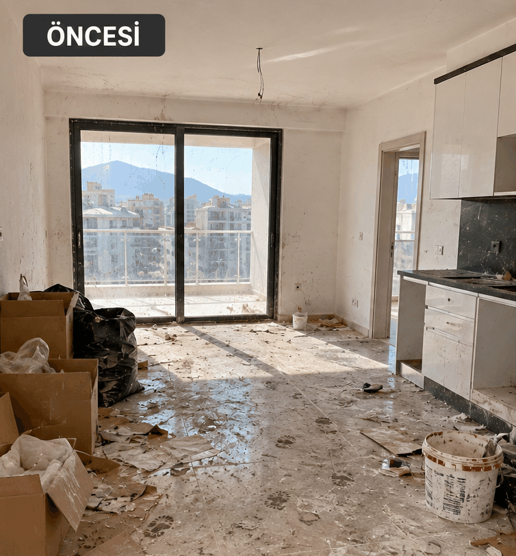 Grundreinigung nach Umzug in Mahmutlar - önce