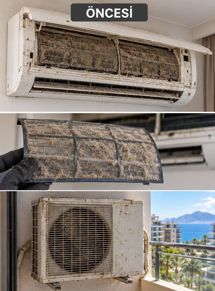 Air Conditioner Filter Cleaning & Seasonal Check in Mahmutlar - before