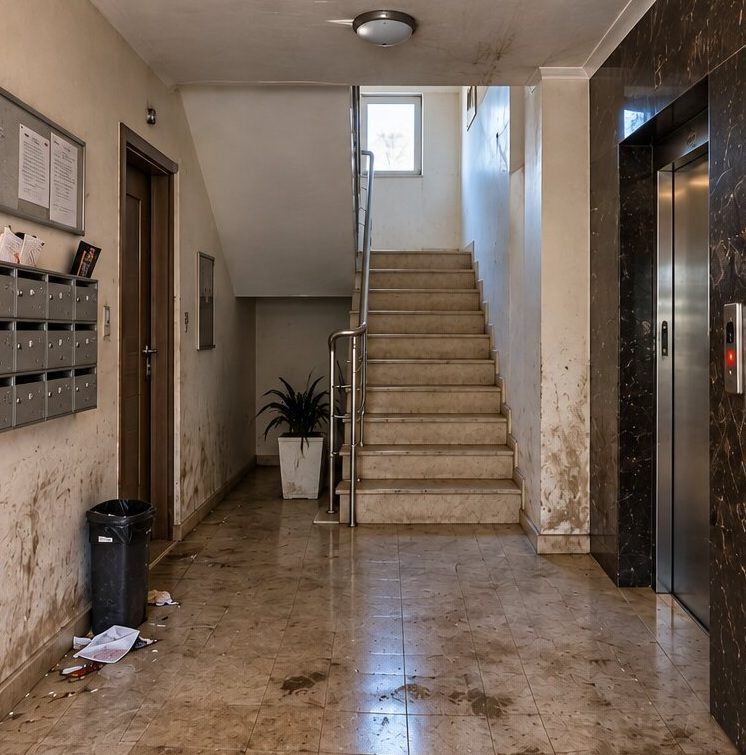 Treppenhaus- und Gemeinschaftsflächenreinigung in Alanya - önce